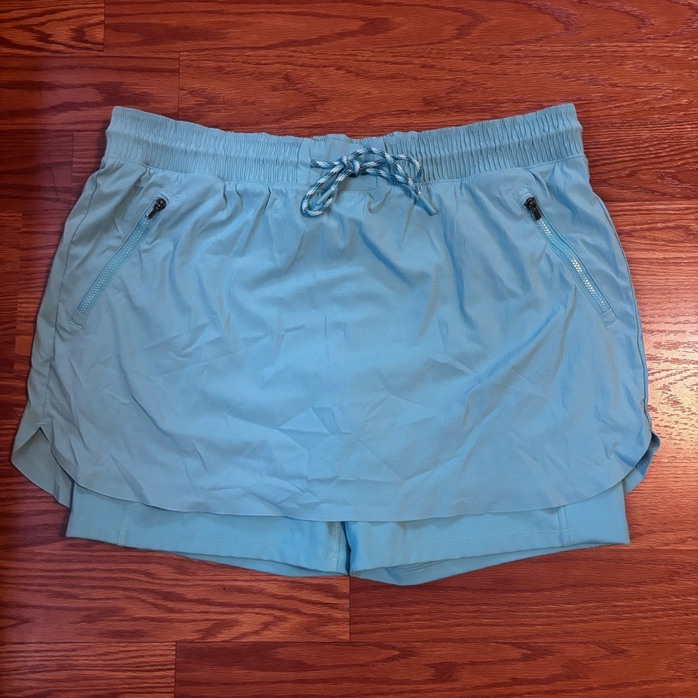 Athleta Trekkie North Exercise Skort Hiking Pickleball Running Aqua Blue Size 14
